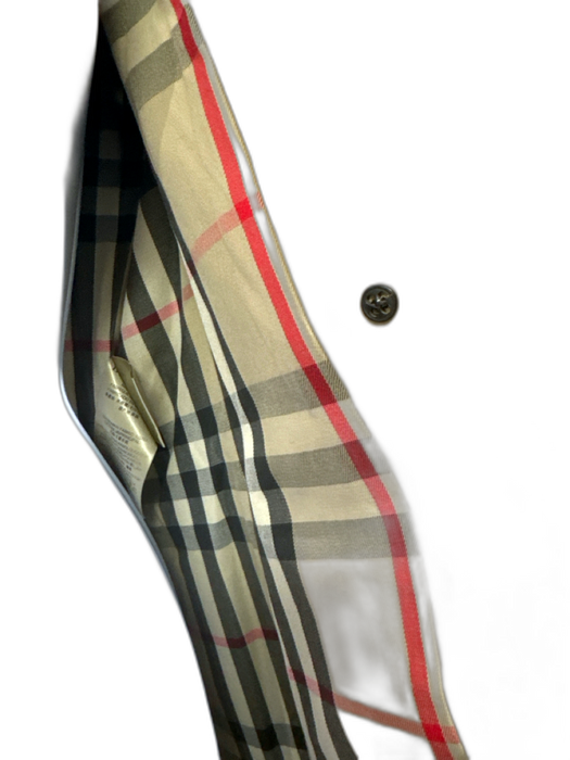 Burberry Size 8 Beige Cotton Novacheck Lining Double Breast Buckle Detail Coat Beige / 8