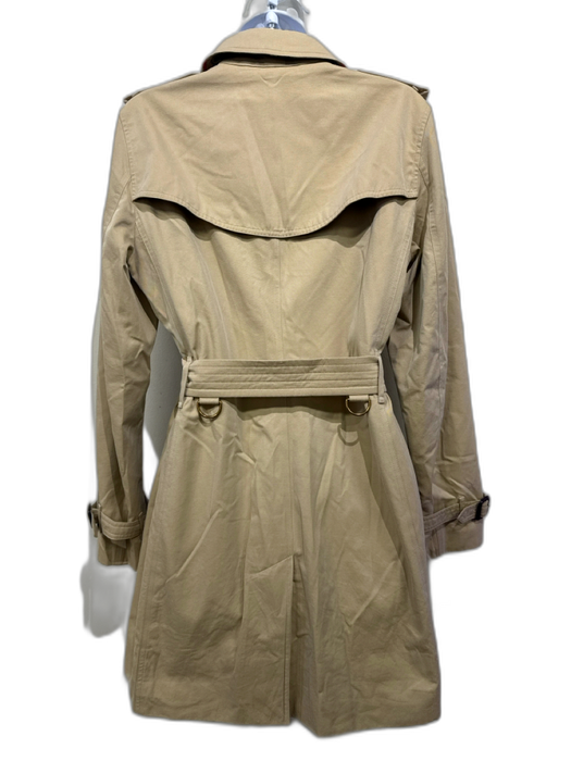 Burberry Size 8 Beige Cotton Novacheck Lining Double Breast Buckle Detail Coat Beige / 8