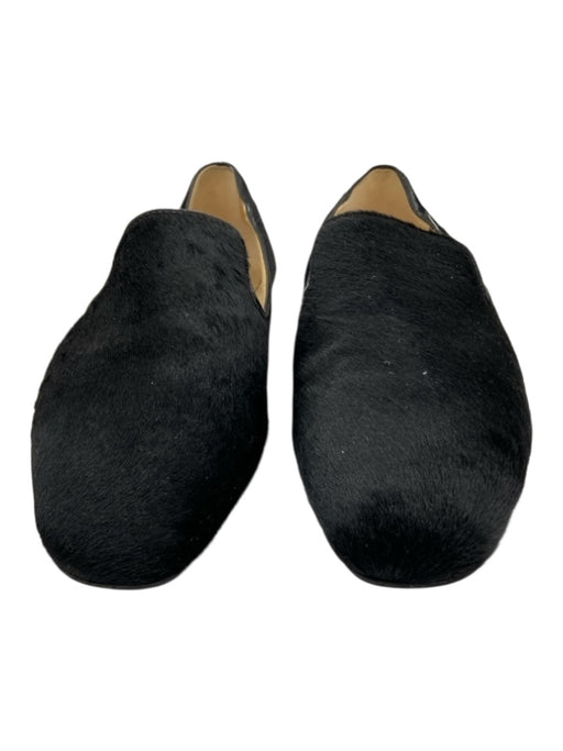 Jimmy Choo Shoe Size 39.5 Black & Gold Pony Hair Square Round Toe loafer Flats Black & Gold / 39.5
