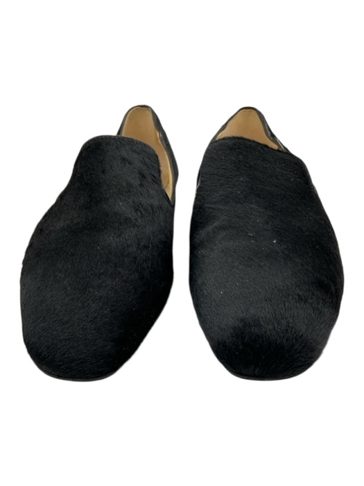 Jimmy Choo Shoe Size 39.5 Black & Gold Pony Hair Square Round Toe loafer Flats Black & Gold / 39.5