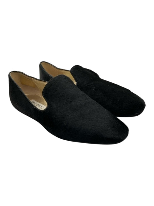 Jimmy Choo Shoe Size 39.5 Black & Gold Pony Hair Square Round Toe loafer Flats Black & Gold / 39.5