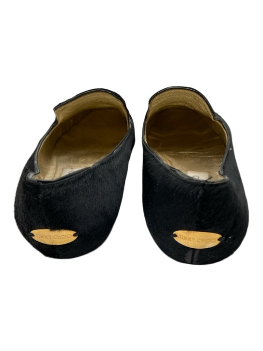 Jimmy Choo Shoe Size 39.5 Black & Gold Pony Hair Square Round Toe loafer Flats Black & Gold / 39.5
