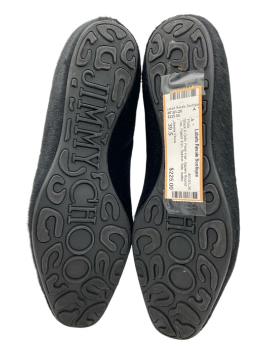 Jimmy Choo Shoe Size 39.5 Black & Gold Pony Hair Square Round Toe loafer Flats Black & Gold / 39.5