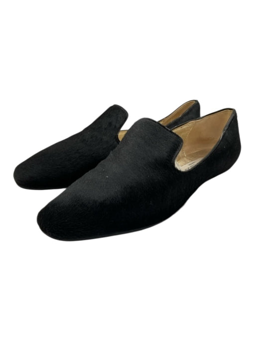 Jimmy Choo Shoe Size 39.5 Black & Gold Pony Hair Square Round Toe loafer Flats Black & Gold / 39.5