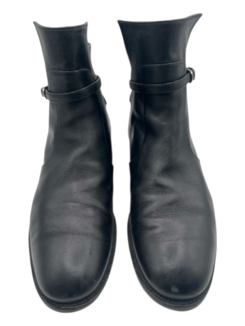 Balenciaga Shoe Size 40 Black Leather round toe Silver Buckle Ankle Boot Booties Black / 40