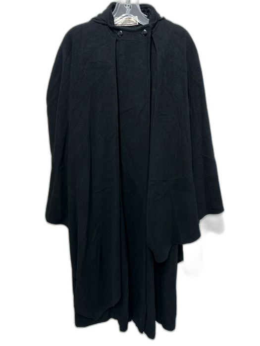 Mansfield Size Large Black Wool, Cashmere & Nylon Open Front Cape Draped Coat Black / Large