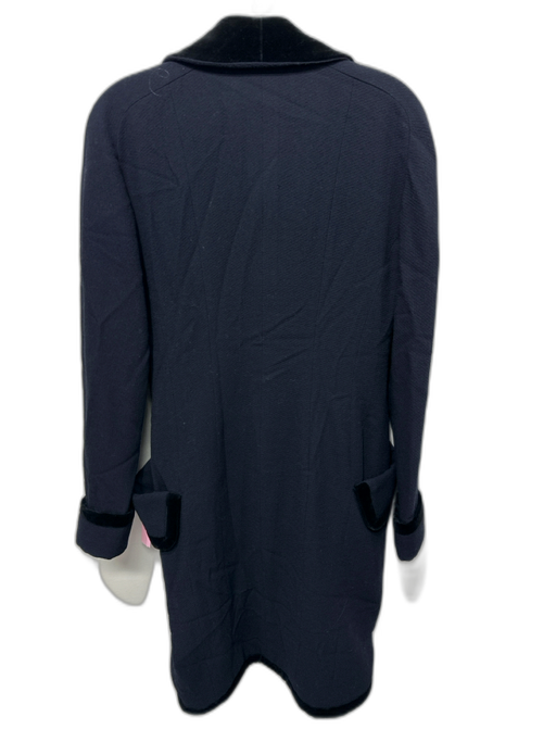 Karl Lagerfeld Size 38/0 Navy & Black Wool Velvet Trim Double Breast Coat Navy & Black / 38/0