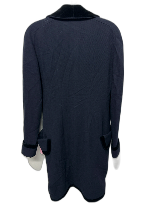 Karl Lagerfeld Size 38/0 Navy & Black Wool Velvet Trim Double Breast Coat Navy & Black / 38/0