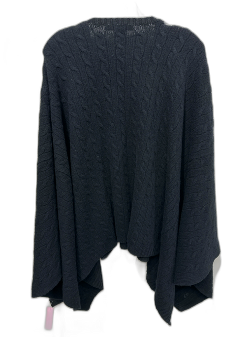 Ralph Lauren Black Wool & Cashmere Cable Knit Button Detail Drape Poncho Black / M/L