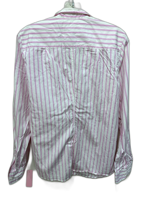 Frank & Eileen Size L Pink & White Cotton Vertical Stripes Patch Pocket Top Pink & White / L