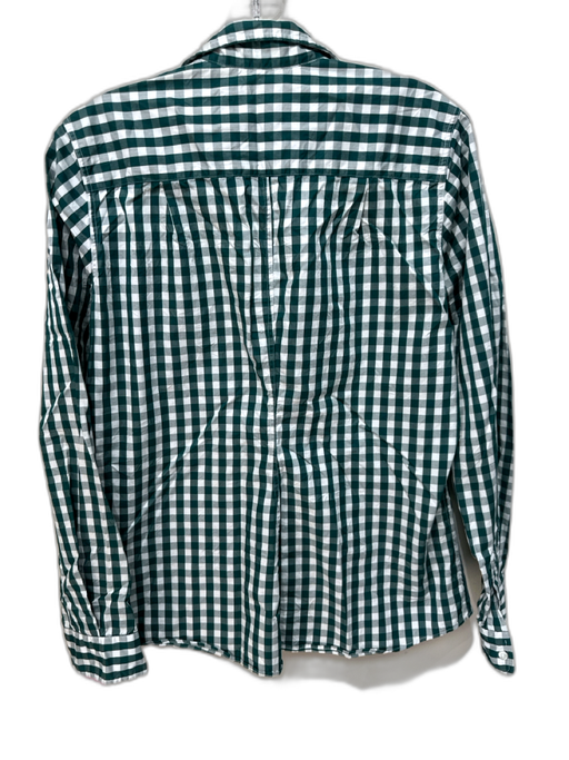 Frank & Eileen Size M Green & White Cotton Long Sleeve Gingham Patch Pocket Top Green & White / M