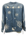 Johnny Was Workshop Size M Chambray Cotton Long Sleeve Embroidered Stars Top Chambray / M