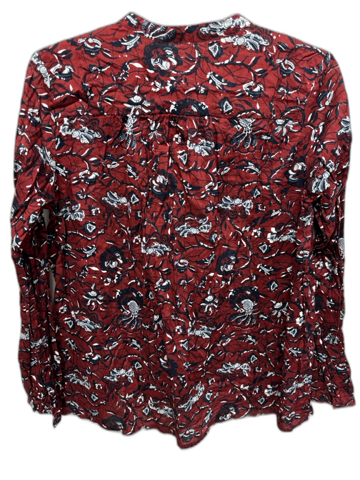 Isabel Marant Etoile Size 42 / S Red, Black & Cream Cotton Long Sleeve Top Red, Black & Cream / 42 / S