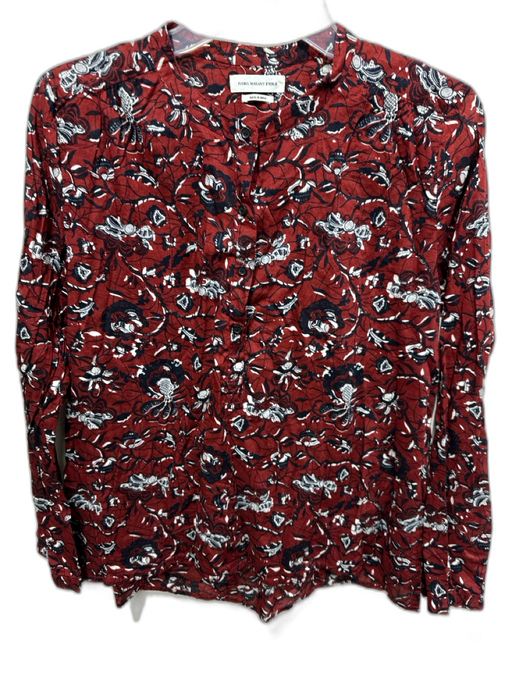 Isabel Marant Etoile Size 42 / S Red, Black & Cream Cotton Long Sleeve Top Red, Black & Cream / 42 / S