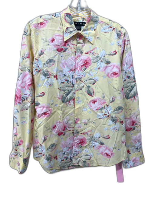 Ralph Lauren Black Size 8 Pale Yellow & Pink Cotton Long Sleeve Floral Top Pale Yellow & Pink / 8
