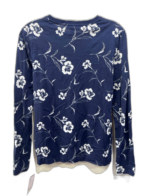 Ralph Lauren Purple Size M Navy & white Cotton Long Sleeve Floral Crew Neck Top Navy & white / M
