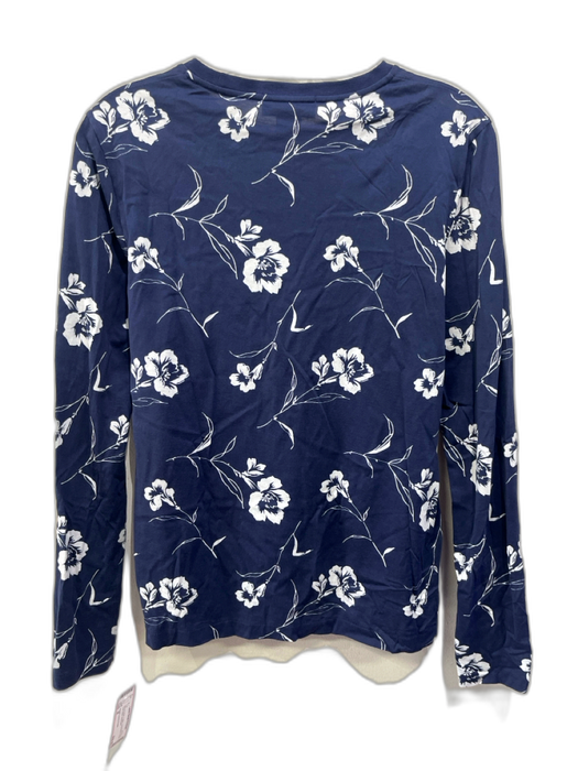 Ralph Lauren Purple Size M Navy & white Cotton Long Sleeve Floral Crew Neck Top Navy & white / M