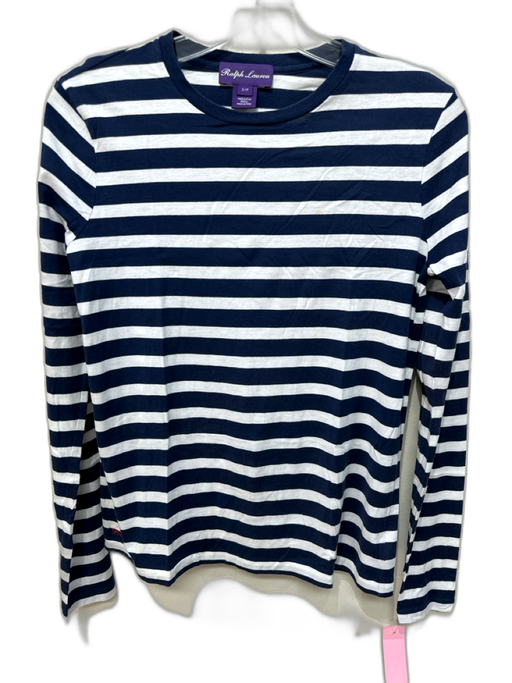 Ralph Lauren Purple Size S Navy & white Cotton Long Sleeve Striped Crew Neck Top Navy & white / S