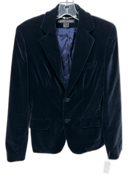 Ralph Lauren Black Size 6 Black Cotton Blend Velvet 2 button Blazer Jacket Black / 6