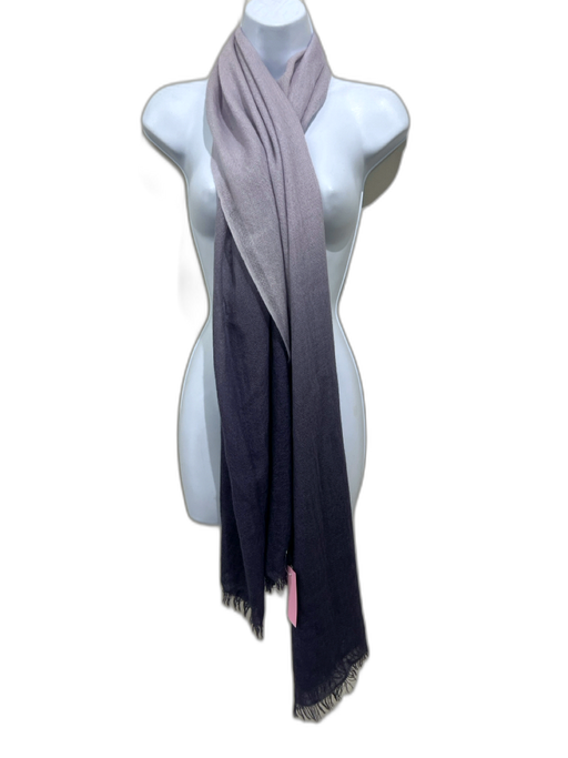 La Fiorentina Purple Cashmere Gradient Fringe Hem Semi Sheer Wrap scarf Purple / Large