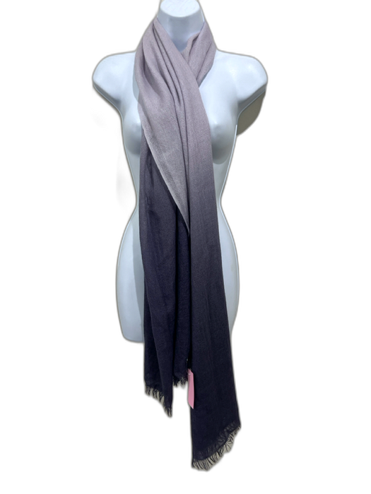 La Fiorentina Purple Cashmere Gradient Fringe Hem Semi Sheer Wrap scarf Purple / Large
