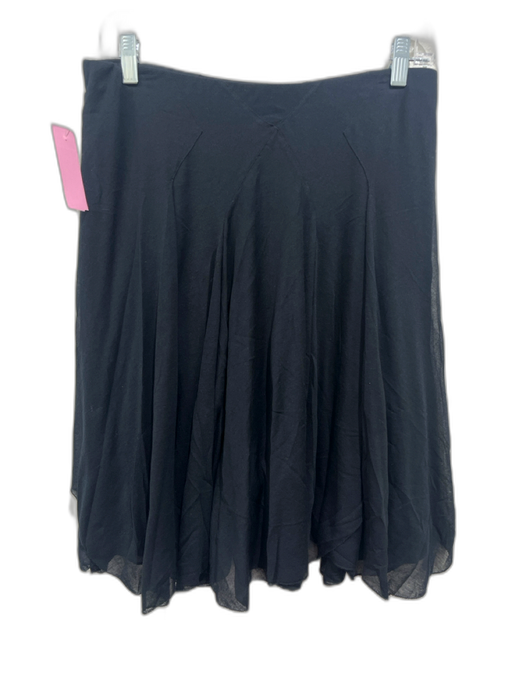 Ralph Lauren Size M Black Cotton Blend Paneled Sheer Overlay Elastic Waist Skirt Black / M