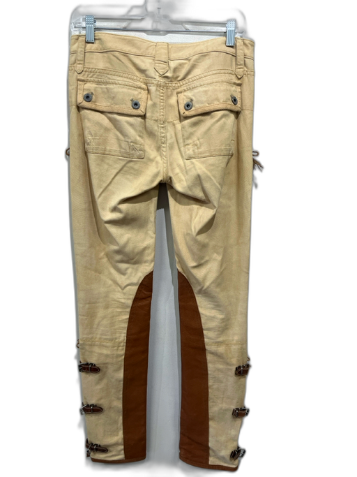 Ralph Lauren Size 6 Tan & brown Cotton & Leather Low Rise Buckle Detail Pants Tan & brown / 6