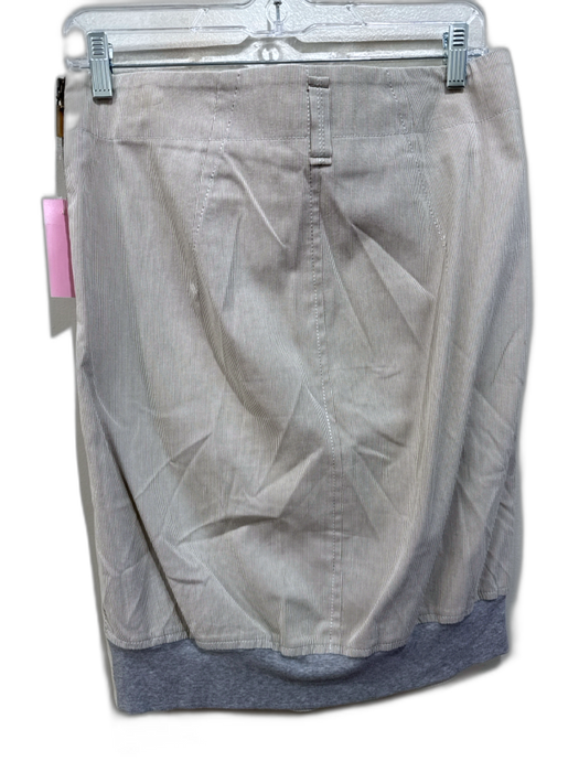 Brunello Cucinelli Size 6 Cream & Taupe Cotton Blend Pleat Detail Skirt Cream & Taupe / 6