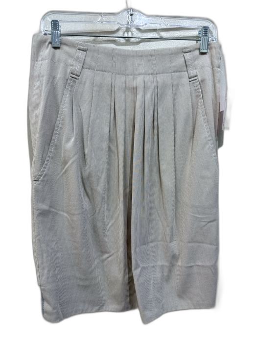 Brunello Cucinelli Size 6 Cream & Taupe Cotton Blend Pleat Detail Skirt Cream & Taupe / 6