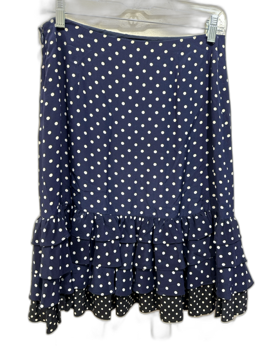 Ralph Lauren Purple Size 6 Navy, Black & White Silk Side Zip Polka Dot Skirt Navy, Black & White / 6