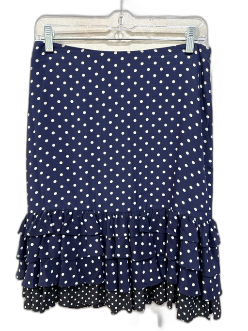 Ralph Lauren Purple Size 6 Navy, Black & White Silk Side Zip Polka Dot Skirt Navy, Black & White / 6