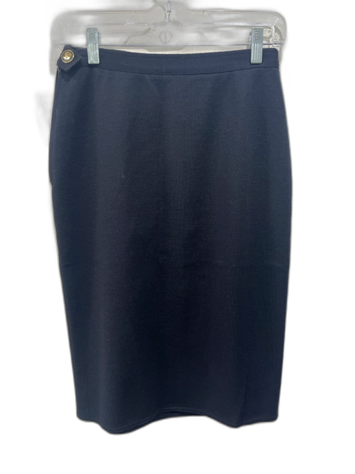 Sonia Rykiel Size 40 Black Wool Side Zip Paneled Knit Pencil Skirt Black / 40