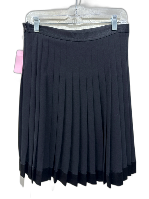 Burberry Size 4 Black Acetate Blend Side Zip Satin Trim Pleated Above Knee Skirt Black / 4