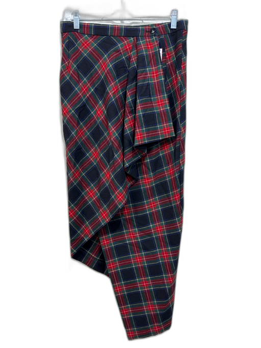 Emanuel Ungaro Size 8 Red, Blue & Green No Fabric Tag Assymetrical Plaid Skirt Red, Blue & Green / 8