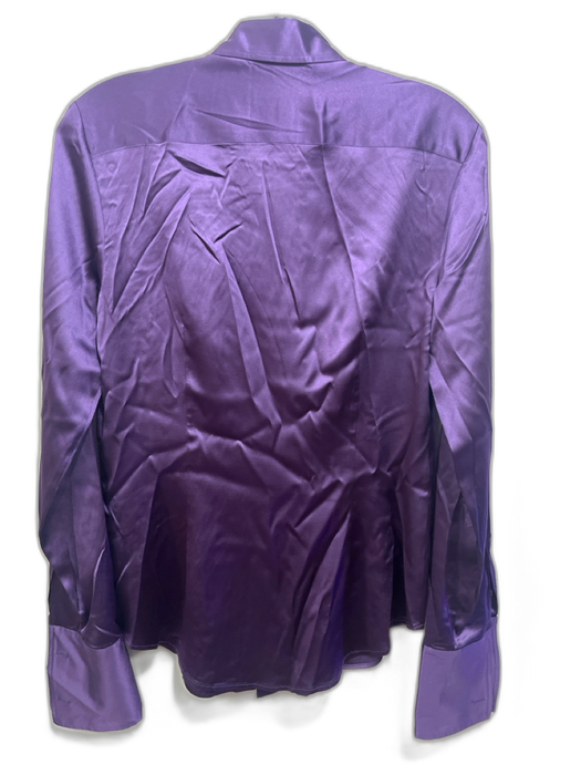 Ralph Lauren Black Size 8 Purple Silk Blend Satin Button Up & Collar Top Purple / 8