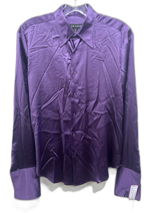 Ralph Lauren Black Size 8 Purple Silk Blend Satin Button Up & Collar Top Purple / 8