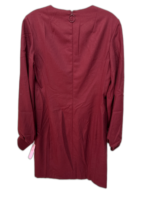 Akris Punto Size 6 Burgundy Wool Long Balloon Sleeve Back Zip Ribbed Cuffs Dress Burgundy / 6
