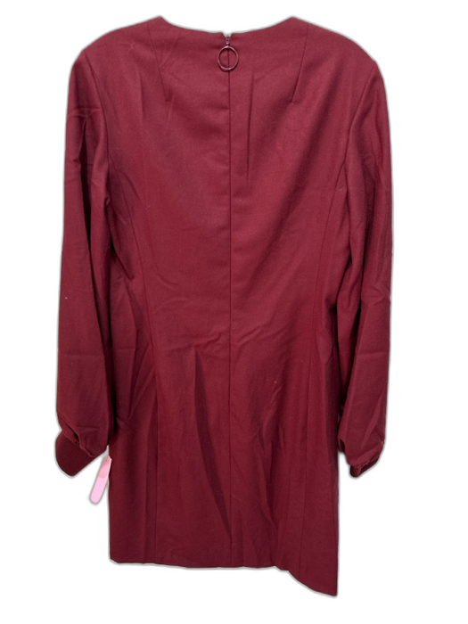Akris Punto Size 6 Burgundy Wool Long Balloon Sleeve Back Zip Ribbed Cuffs Dress Burgundy / 6