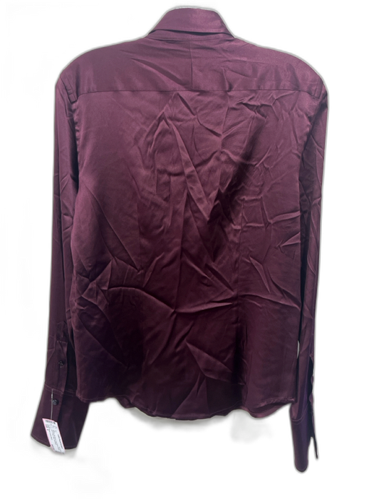Ralph Lauren Black Size 8 Maroon Silk Blend Long Sleeve Button Up & Collar Top Maroon / 8
