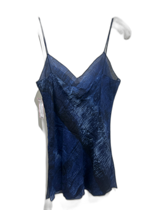 Ralph Lauren Black Size 6 Blue & Black Silk Sheer V Neck Spaghetti Strap Top Blue & Black / 6