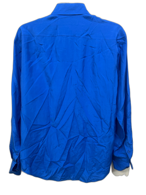 Ralph Lauren Size 6 Cobalt Blue Silk Long Sleeve Button Up & Collar Top Cobalt Blue / 6