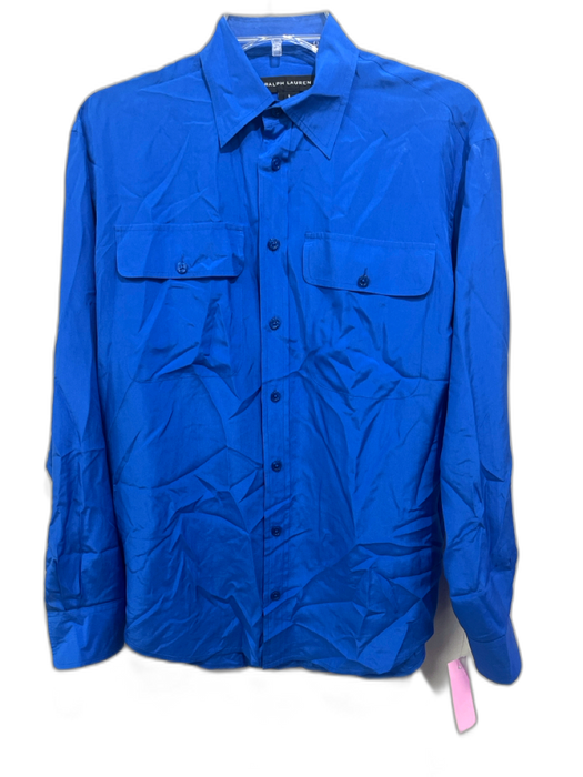 Ralph Lauren Size 6 Cobalt Blue Silk Long Sleeve Button Up & Collar Top Cobalt Blue / 6