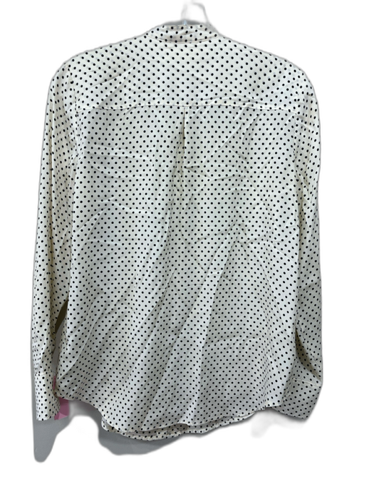 Madewell Size Small Cream & Black Silk Long Sleeve Polka Dot Button Up Top Cream & Black / Small