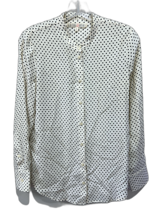 Madewell Size Small Cream & Black Silk Long Sleeve Polka Dot Button Up Top Cream & Black / Small