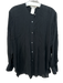 Jil Sander Size 38/0 Black Silk Long Sleeve Pintuck Semi Sheer Button up Top Black / 38/0