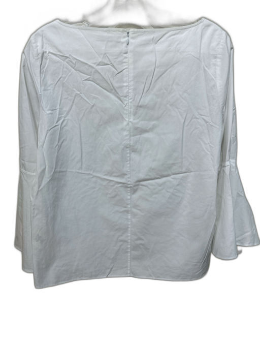 Alice + Olivia Size M White Cotton Long Flare Sleeve Back Zip Boxy boat neck Top White / M
