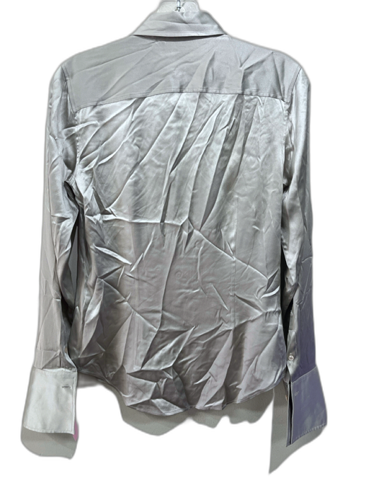 Ralph Lauren Black Size 8 Gray Silk Blend Long Sleeve Button Up & Collar Top Gray / 8