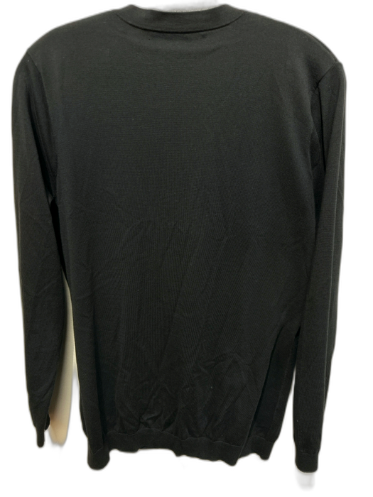 Ralph Lauren Size L Black Cotton Blend Rib Knit Button Up Patch Pocket Cardigan Black / L