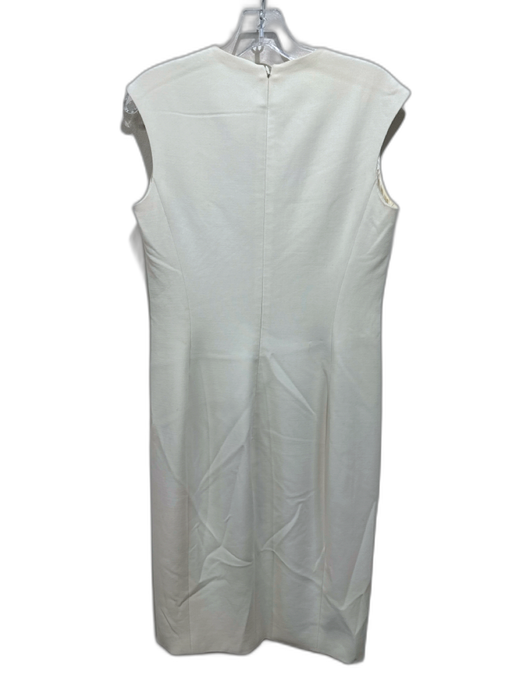 Cream No Fabric Tag Sleeveless Keyhole Front Darted Below knee Dress Cream