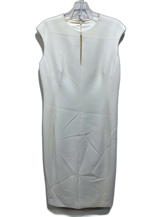 Cream No Fabric Tag Sleeveless Keyhole Front Darted Below knee Dress Cream